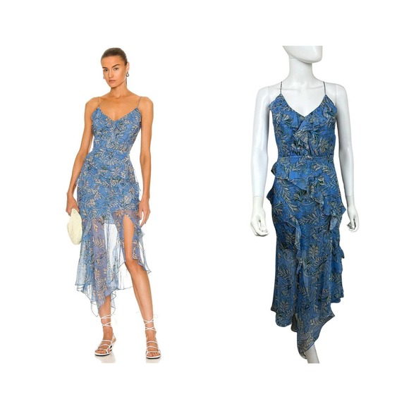 Veronica Beard Dresses & Skirts - VERONICA BEARD Avenel Silk Ruffle Dress in Blue Sz 0 NWT